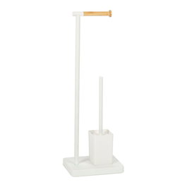 Andrea House BA72127 Porte-rouleau et brosse de WC en métal blanc – Lot toilette