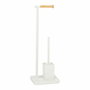 Andrea House Porte-rouleau et brosse de toilette en métal blanc et bambou ba72127