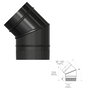 WOLFPACK LINEA PROFESIONAL Coude de Poêle Lisse Noir Vitrifié Ø 150 mm 45°
