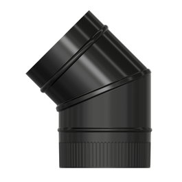 WOLFPACK LINEA PROFESIONAL Coude de Poêle Lisse Noir Vitrifié Ø 150 mm 45°