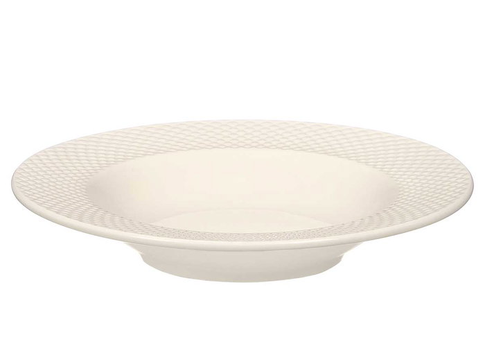 VESSIA Plat creux en porcelaine relief losanges blanc 22cm