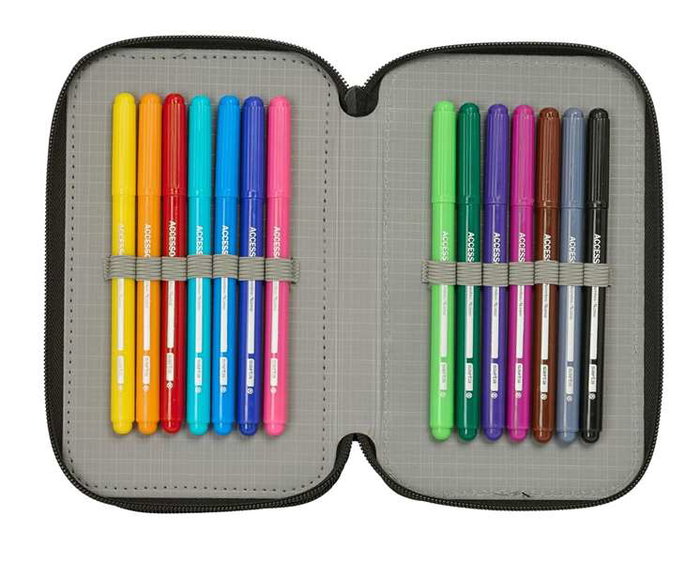Safta Plumier Triple 37 Pièces pour Crayons - Dimensions : 12,5 x 19,5 x 5,5 cm