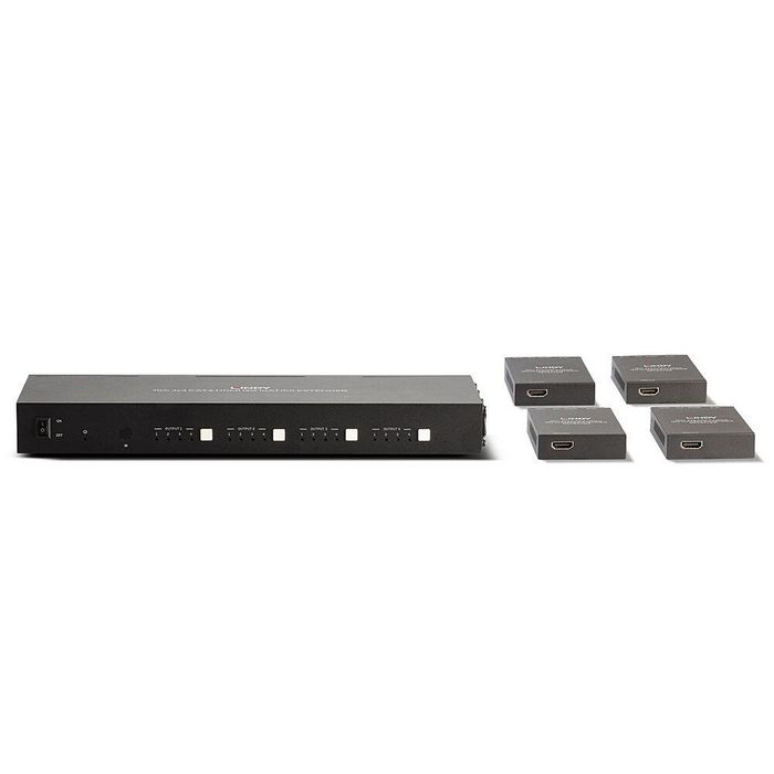 Lindy - Matrice extender HDMI 4K60 4x4 via câble Cat.6 avec contrôle IR, PoC et prise en charge HDR, longueur jusqu'à 70 mètres Lindy - Matrice extender HDMI 4K60 4x4 via câble Cat.6 avec contrôle IR, PoC et prise en charge HDR, longueur jusqu'à 70 mètres