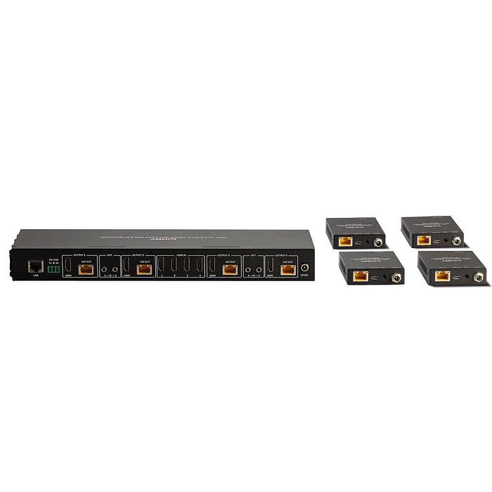 Lindy - Matrice extender HDMI 4K60 4x4 via câble Cat.6 avec contrôle IR, PoC et prise en charge HDR, longueur jusqu'à 70 mètres Lindy - Matrice extender HDMI 4K60 4x4 via câble Cat.6 avec contrôle IR, PoC et prise en charge HDR, longueur jusqu'à 70 mètres