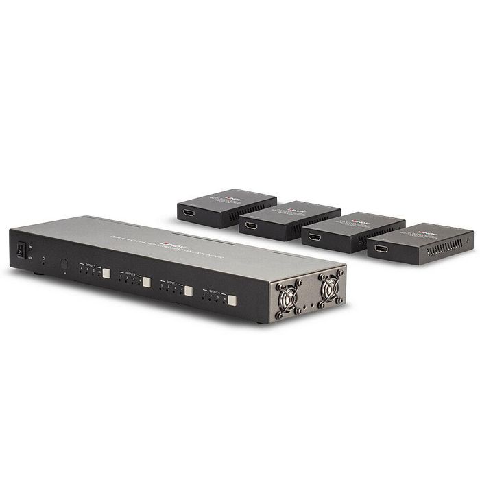 Lindy - Matrice extender HDMI 4K60 4x4 via câble Cat.6 avec contrôle IR, PoC et prise en charge HDR, longueur jusqu'à 70 mètres Lindy - Matrice extender HDMI 4K60 4x4 via câble Cat.6 avec contrôle IR, PoC et prise en charge HDR, longueur jusqu'à 70 mètres