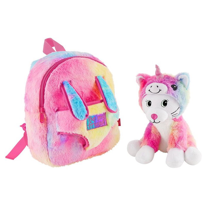 PERLETTI Sac à dos enfant avec peluche chat Emi 27 cm - Mochila + peluche - Dimensions: 27x21x9 cm