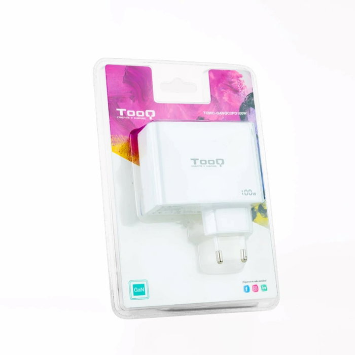 Tooq AATCAT0358 Cargateur mural GAN 100W 2xUSB-C 1xUSB-A Blanc