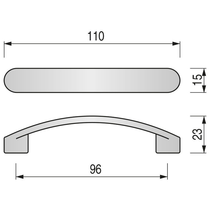 Trentadue Tirador Colmena C96 - Poignée de meuble en Zamak de 110 mm pour portes et tiroirs, couleur RAL9006, écartement de fixation 96 mm