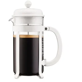 Bodum 1908-913 Cafetière à piston JAVA en verre borosilicate avec poignée en polypropylène, capacité 1 litre, couleur blanche