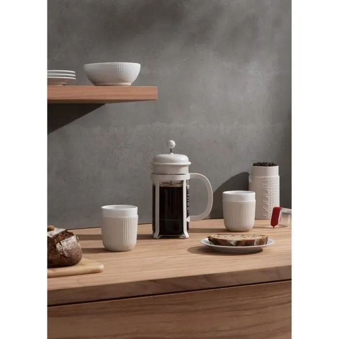 Bodum 1908-913 Cafetière à piston JAVA en verre borosilicate avec poignée en polypropylène, capacité 1 litre, couleur blanche