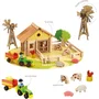 Jeujura - Jeu de construction en bois Ma Ferme, 145 pièces avec tapis et accessoires, valisette 39x32x11 cm, pour enfants dès 5 ans