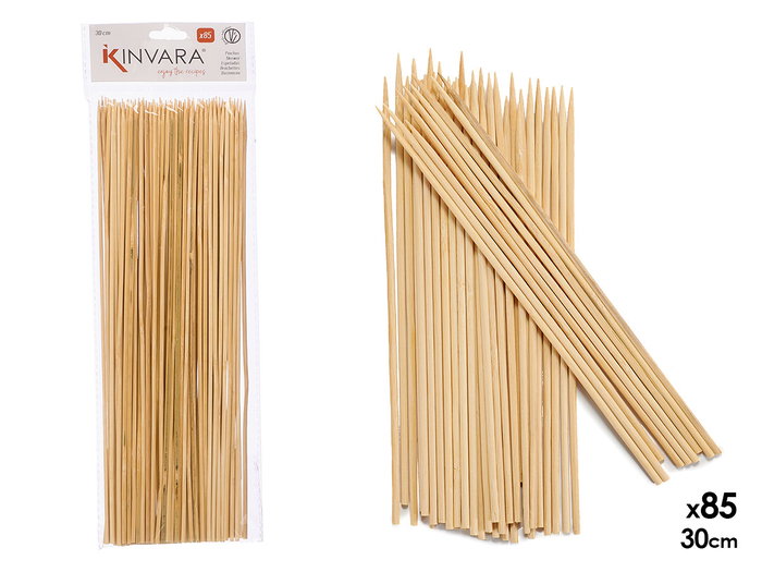 Kinvara Set de 85 brochettes en bambou 30 cm naturelles (Set de 48) Kinvara Set de 85 brochettes en bambou 30 cm naturelles (Set de 48)