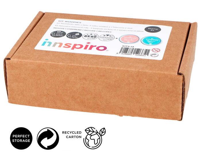 Innspiro Kit 4 Tampons Bois et 2 Encres Nacimiento Niño y Niña