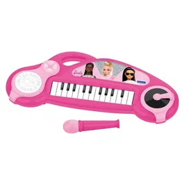 Lexibook Clavier Electronique pour Enfants Barbie avec Microphone et Effets Lumineux - 24 Touches, 22 Melodies, 4 Instruments (Piano, Guitare, Violon, Saxophone), Fonction DJ