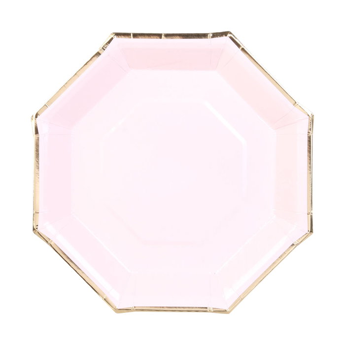 Party Time Lot de 6 Plats Hexagonaux Jetables 18 cm avec Bordure Dorée