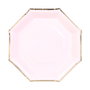 Party Time Lot de 6 Plats Hexagonaux Jetables 18 cm avec Bordure Dorée