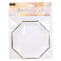 Party Time Lot de 6 Plats Hexagonaux Jetables 18 cm avec Bordure Dorée