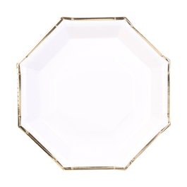 Party Time Lot de 6 Plats Hexagonaux Jetables 18 cm avec Bordure Dorée
