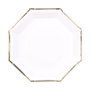 Party Time Lot de 6 Plats Hexagonaux Jetables 18 cm avec Bordure Dorée