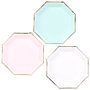 Party Time Lot de 6 Plats Hexagonaux Jetables 18 cm avec Bordure Dorée