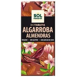 SOLNATURAL Algarroba con almendra tableta 70gr. BIO SG VEGAN