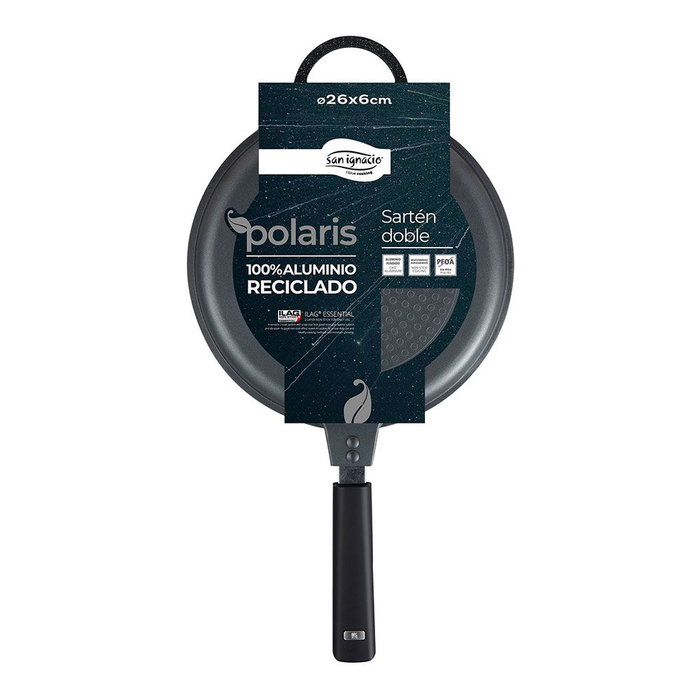 San Ignacio Poêle double en aluminium forgé induction Ø 26 cm, noir et marbré, sans PFOA ni BPA San Ignacio Poêle double en aluminium forgé induction Ø 26 cm, noir et marbré, sans PFOA ni BPA