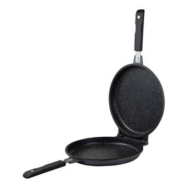San Ignacio Poêle double en aluminium forgé induction Ø 26 cm, noir et marbré, sans PFOA ni BPA