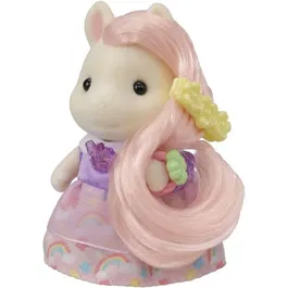 Sylvanian Families - Coiffeuse Fille Poney Joy aux cheveux roses avec accessoires de coiffure inclus - SYLVANIAN FAMILIES