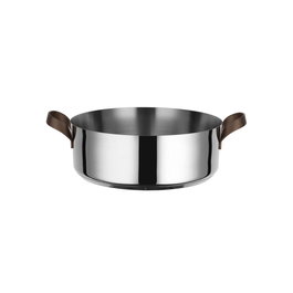 Alessi PU102/24 Casserole basse de 24 cm Edo par Patricia Urquiola, idéale pour mijoter et cuire, en acier inoxydable 18/10 apte pour induction