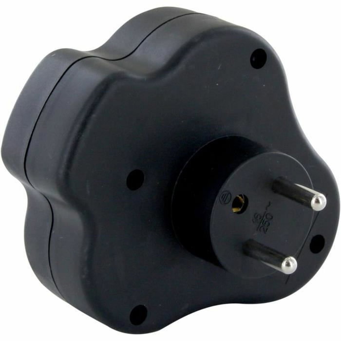 Chacon Domino 3x16A Multiprise Triangulaire Noire avec Interrupteur