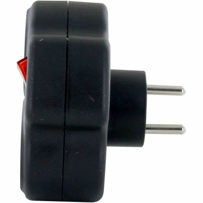 Chacon Domino 3x16A Multiprise Triangulaire Noire avec Interrupteur