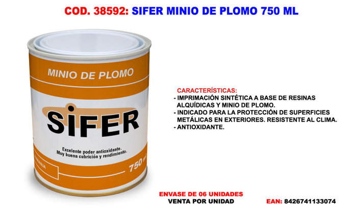 SIFER MINIO DE PLOMO 750 ml SIFER MINIO DE PLOMO 750 ml