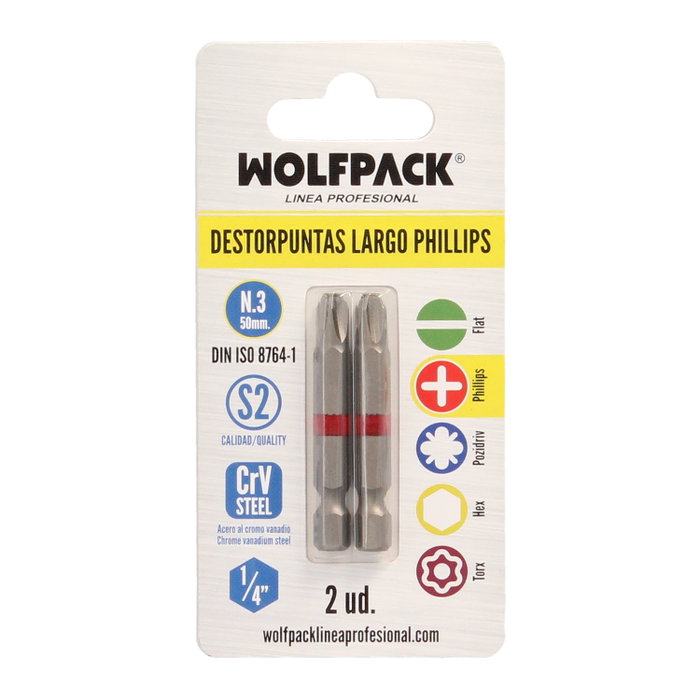 WOLFPACK LINEA PROFESIONAL Embouts Phillips N.3 (Lot de 2)