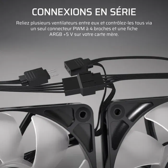 Corsair RS120 Pack de 3 Ventilateurs PC ARGB 120 mm - Refroidissement Exceptionnel et Effets Lumineux Dynamiques - Ventilateurs de Radiateur Haute Pression Statique 2.8 mm-H2O