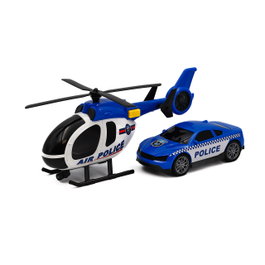 TACHAN Hélicoptère et Voiture de Police avec Lumières et Sons 1:14