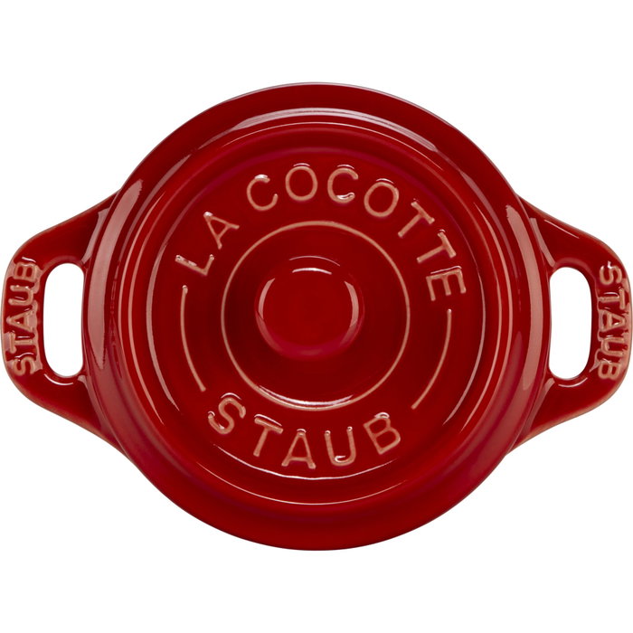 Staub Mini Cocotte Set 4-Pièces Ronde en Céramique, Rouge Cerise
