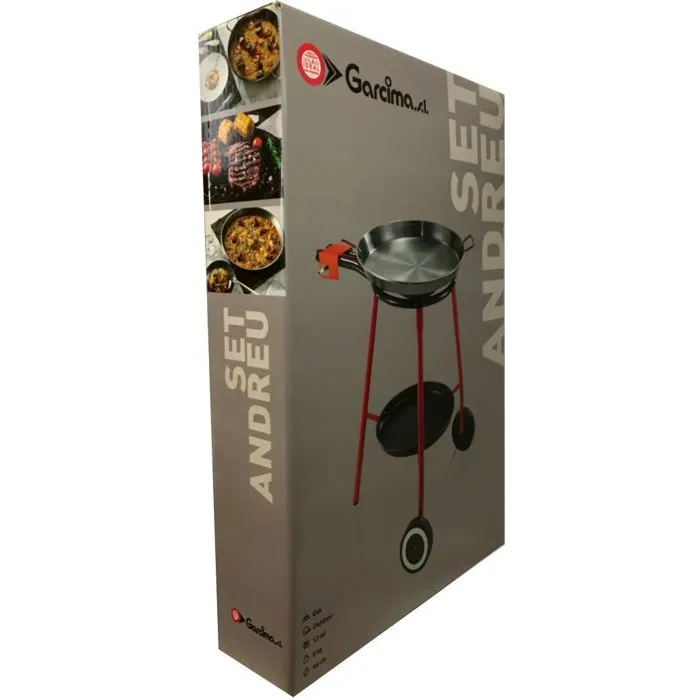 Garcima Set paella Andreu - Plat poli Ø 46 cm et Réchaud 40 cm