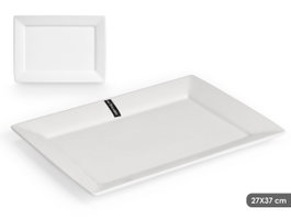 VESSIA Bandeja de porcelaine blanche rectangulaire 37cm (Lot de 8)