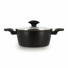 Menastyl 6020646 - Faitout en aluminium forgé de 20 cm noir - Pour tous feux dont induction - Antiadhésif et diffusion homogène de la chaleur