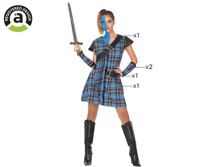 Disfraz Escocesa Mujer Adulto William Wallace Bleu M-L Disfraz Escocesa Mujer Adulto William Wallace Bleu M-L