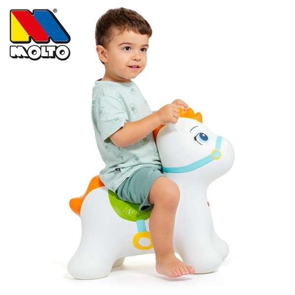 Molto - Caballo saltarín - Cheval sauteur pour enfants avec poignée facile - Jouet d'éveil - 40 x 11 x 32 cm