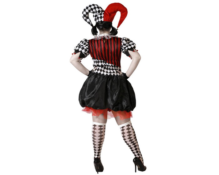 Déguisement Arlequin Noir et Blanc avec Bonnet pour Femme Adulte XXL Déguisement Arlequin Noir et Blanc avec Bonnet pour Femme Adulte XXL
