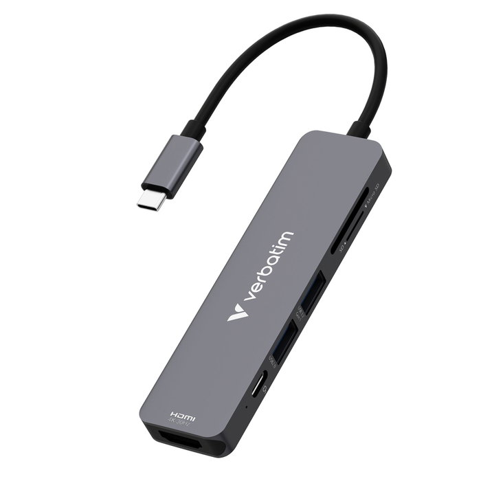 Verbatim USB-C Essentials Multi-Port Hub 6 Port/card read. 32156 Gris Verbatim USB-C Essentials Multi-Port Hub 6 Port/card read. 32156 Gris