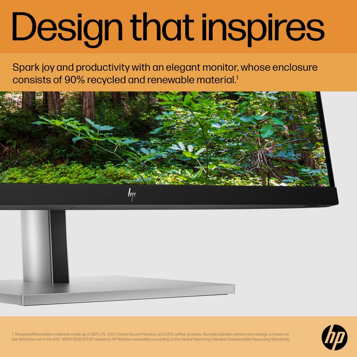 HP Écran E24 G5 - 23,8 Pouces FHD (1920x1080) IPS - 75 Hz - Réglage Hauteur/Pivot - Micro-bordure 3 côtés - Connectivité complète - HP Eye Ease
