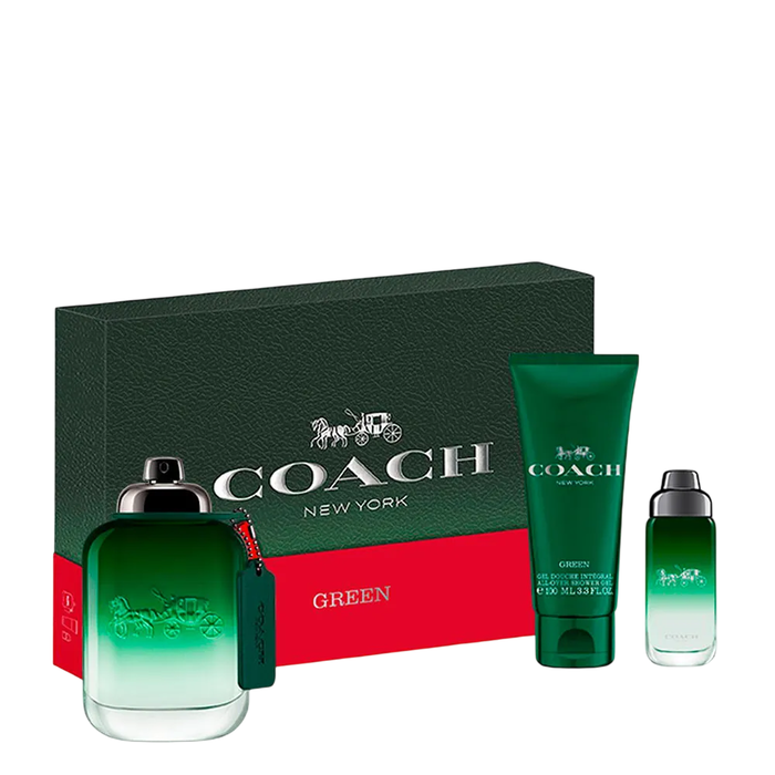 Coach Green - Coffret Parfum Homme - Eau de Toilette 100 ml + Eau de Toilette 15 ml + Gel Douche Corps 100 ml Coach Green - Coffret Parfum Homme - Eau de Toilette 100 ml + Eau de Toilette 15 ml + Gel Douche Corps 100 ml