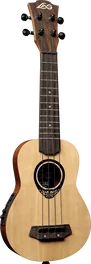 LAG Tiki Uku Baby Soprano Ukulélé Électro-Acoustique Slim Arch Back, Table en Épicéa Massif, Fond en Acajou