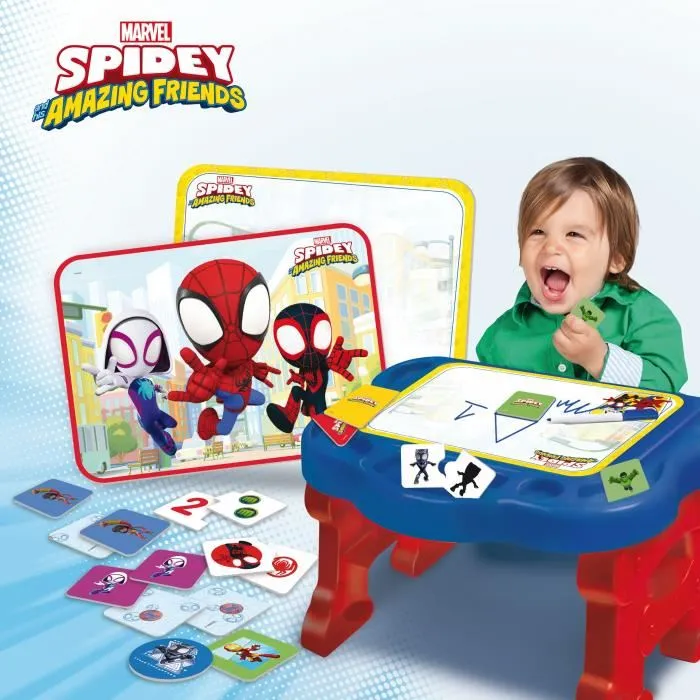 Lisciani Giochi Bureau d'activités Spidey Super Desk Edu Games - Table de jeux éducatifs avec 10+ activités (associations, chiffres, couleurs) pour enfants à partir de 2 ans