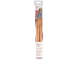 Innspiro Set de 5 pinceaux plats à manche long nº 2, 4, 6, 8, 10