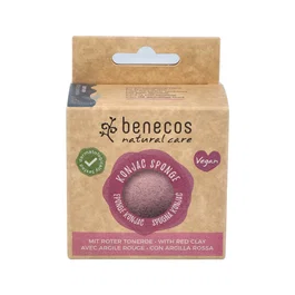 BENECOS Éponge Konjac Argile Rouge Peaux Délicates Vegan
