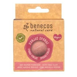 BENECOS Éponge Konjac Argile Rouge Peaux Délicates Vegan